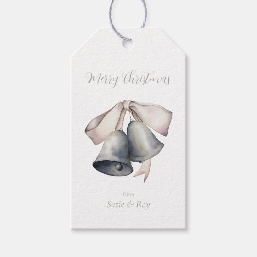 Zilveren Kerstbellen Cadeaulabel (Voorkant)