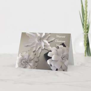 Zilveren Kerstbloemen Feestdagen Kaart