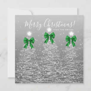Zilveren Kerstbomen Vakantie Groene Kerstgroet Feestdagenkaart