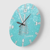 Zilveren kerstboom, blauw glitterspel - op maat ge grote klok (Hoek)