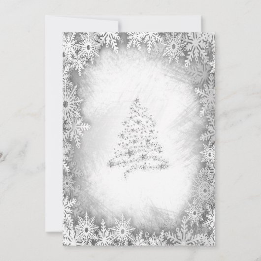 Zilveren kerstboom, boog grijs kerstfeest kaart (Achterkant)