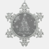 Zilveren kerstboom en Ornament Snowflakes (Voorkant)