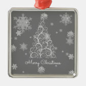 Zilveren kerstboom en Ornament Snowflakes (Voorkant)