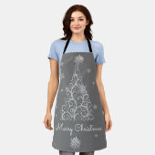 Zilveren kerstboom en Schort Snowflakes (Gedragen)