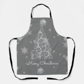 Zilveren kerstboom en Schort Snowflakes (Voorkant)