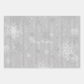 Zilveren kerstboom en sneeuwvlokken inpakpapier vel (Voorkant 3)