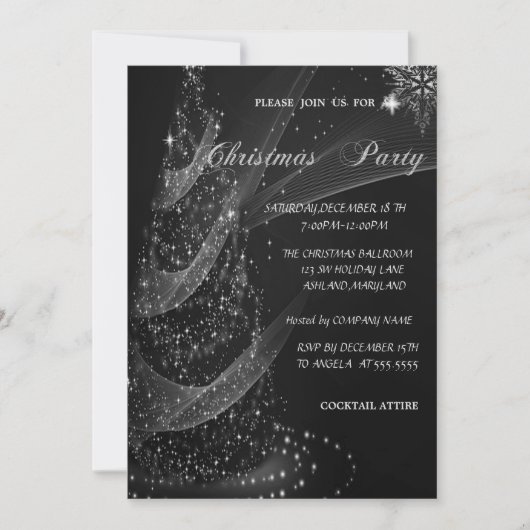 Zilveren kerstboom, feestfeest voor bedrijven kaart (Voorkant)