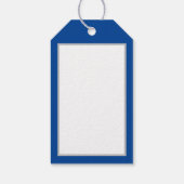 Zilveren kerstboom op blauw cadeaulabel (Achterkant)