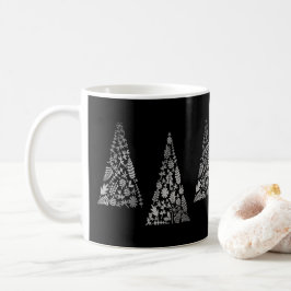 Zilveren Kerstboom Zwart Elegant Minimalistisch Koffiemok