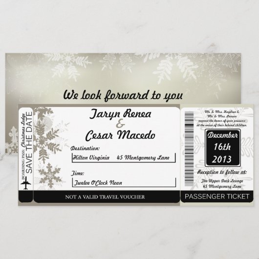 Zilveren kerstcadeau voor bruiloft kaart (Voorkant / Achterkant)