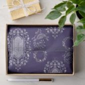 Zilveren kerstdecoratie op blauw kerstfeest tissuepapier (Geschenk)