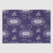 Zilveren kerstdecoratie op blauw kerstfeest tissuepapier (Voorkant)