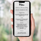 Zilveren kerstfeest dinerkaart kaart