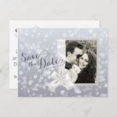 Zilveren kerstfoto's bruiloft Bespaar de datum Aankondigingskaart (Voorkant / Achterkant)