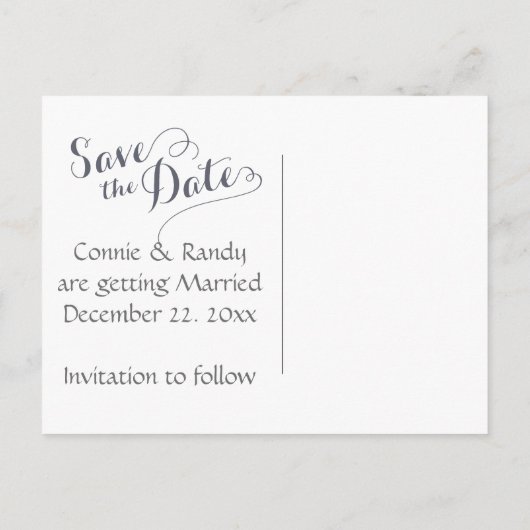 Zilveren kerstfoto's bruiloft Bespaar de datum Aankondigingskaart (Achterkant)