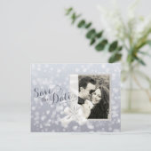 Zilveren kerstfoto's bruiloft Bespaar de datum Aankondigingskaart (Staand voorkant)