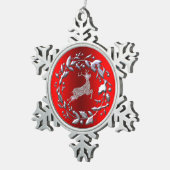 Zilveren kerstgeschut en rendier tin sneeuwvlok ornament (Rechts)