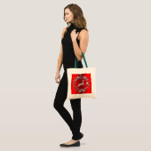 Zilveren kerstgeschut en rendier tote bag (Voorkant (model))