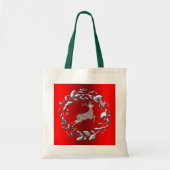 Zilveren kerstgeschut en rendier tote bag (Voorkant)