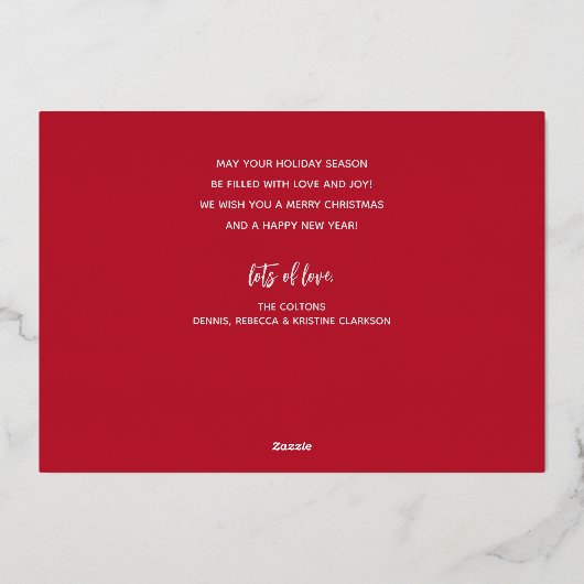 Zilveren Kerstkaart met Script Folie Feestdagenkaart (Achterkant)