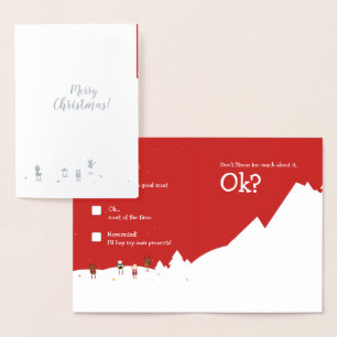 Zilveren Kerstman Checklijst Kerst Elegant BEWERKB Folie Kaarten