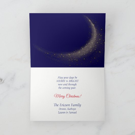 Zilveren Kerstman en Sleigh Star Komeet Kerstmis Kaart (Binnen)