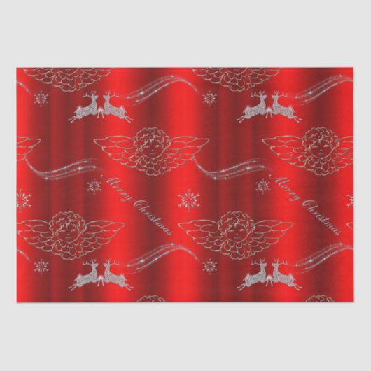 Zilveren Kerstmis Magisch Rood Tissuepapier (Voorkant)