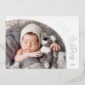 Zilveren Kerstscript Folie Feestdagenkaart (Voorkant)