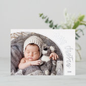 Zilveren Kerstscript Folie Feestdagenkaart (Staand Voorkant)