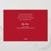 Zilveren Kerstscript Folie Feestdagenkaart (Achterkant)