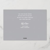 Zilveren Kerstscript Folie Feestdagenkaart (Achterkant)