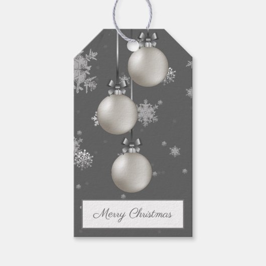 Zilveren kerstsierbloemen Label Cadeaulabel (Voorkant)