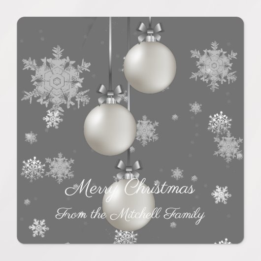 Zilveren kerstsieretiketten labels (Design 1)