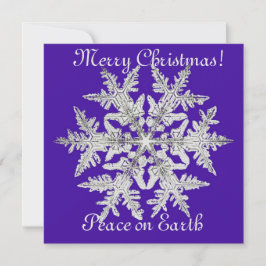 Zilveren Kerstsneeuwvlok op Helder Paars Feestdagenkaart