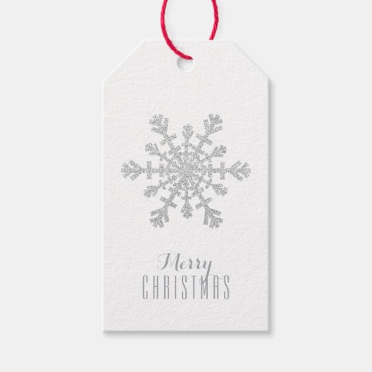 Zilveren kerstsnowflake en glitter en Sparkle Cadeaulabel (Voorkant)