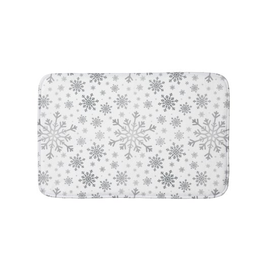 zilveren kerstsnowflakes op winterwit badmat (Voorkant)