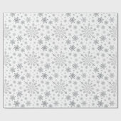  zilveren kerstsnowflakes op winterwit cadeaupapier (Vlak)