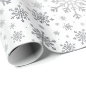  zilveren kerstsnowflakes op winterwit cadeaupapier (Rol Hoek)