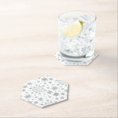 zilveren kerstsnowflakes op winterwit kartonnen onderzetters (Insitu)