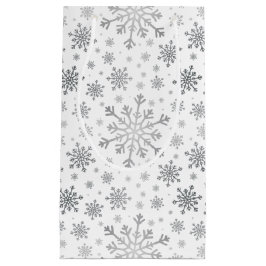  zilveren kerstsnowflakes op winterwit klein cadeauzakje