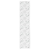 zilveren kerstsnowflakes op winterwit korte tafelloper (Voorkant)