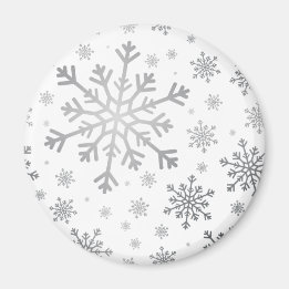  zilveren kerstsnowflakes op winterwit magneet