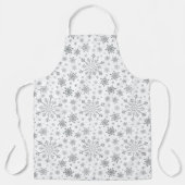  zilveren kerstsnowflakes op winterwit schort (Voorkant)