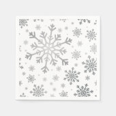  zilveren kerstsnowflakes op winterwit servet (Voorkant)