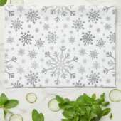 zilveren kerstsnowflakes op winterwit theedoek (Gevouwen)