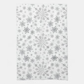 zilveren kerstsnowflakes op winterwit theedoek (Verticaal)