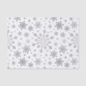 zilveren kerstsnowflakes op winterwit tissuepapier (Voorkant)