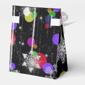 Zilveren kerstsnowflakes op zwart bedankdoosjes (Achterkant)