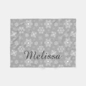 Zilveren kerstsnowflakes Persoonlijke naam Fleece Deken (Voorkant (Horizontaal))