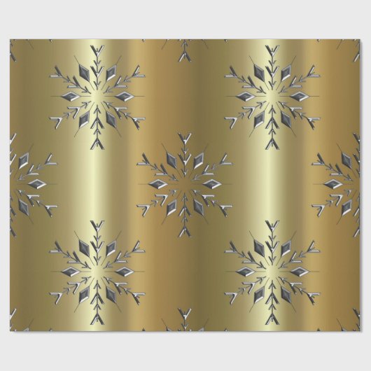 Zilveren kerststerren cadeaupapier (Vlak)